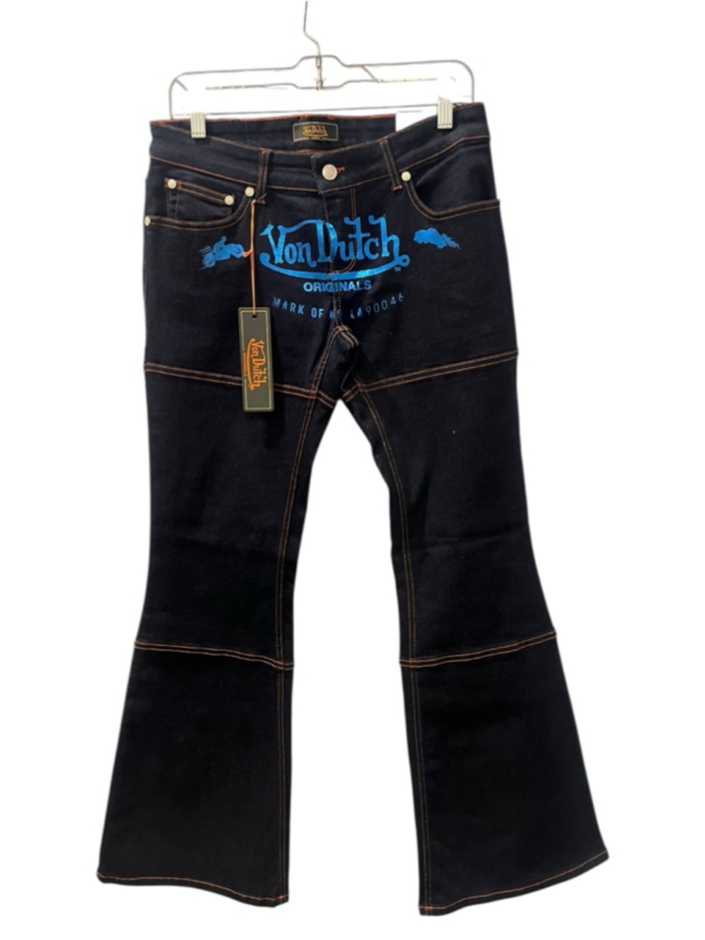 Vintage Y2K Von Dutch NWT Dead Stock Flare Denim Jeans Size 28x30 Motorcycle